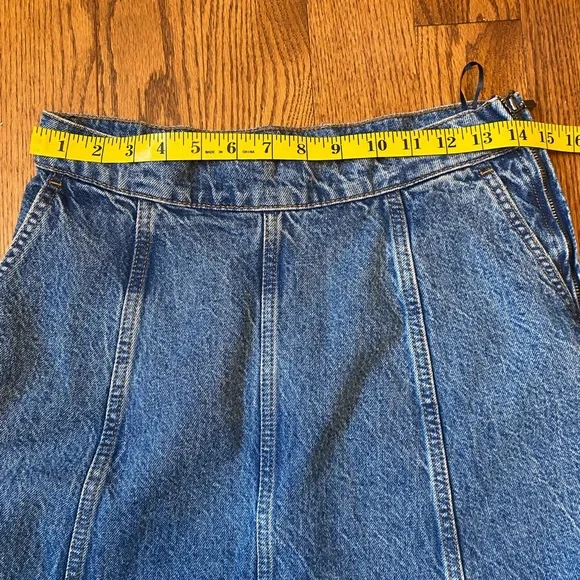 Zara The Denim Boho Signature High Waist Panel Side Zip A Line Maxi Skirt M - Picture 8 of 11